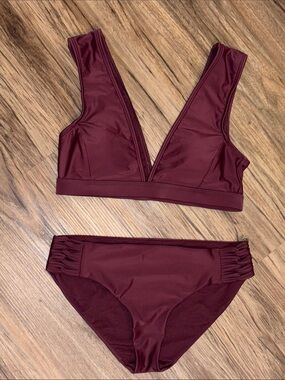 Body Glove Burgundy Deep V Bikini Set